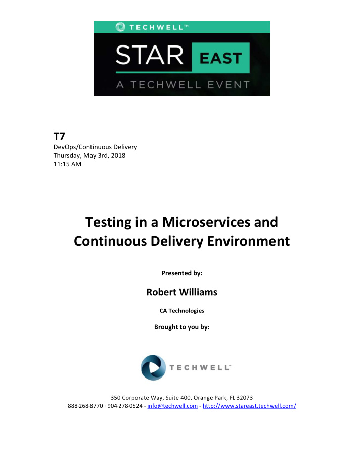 testing in a microservices and continuous delivery