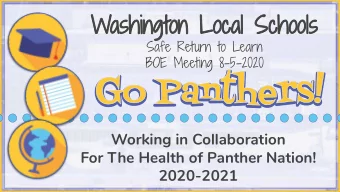 Washington Local Schools  Safe Return to Learn  BOE Meeting 8-5-2020  Working in Collaboration  For