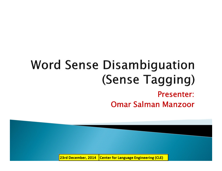 presenter omar salman manzoor word sense disambiguation