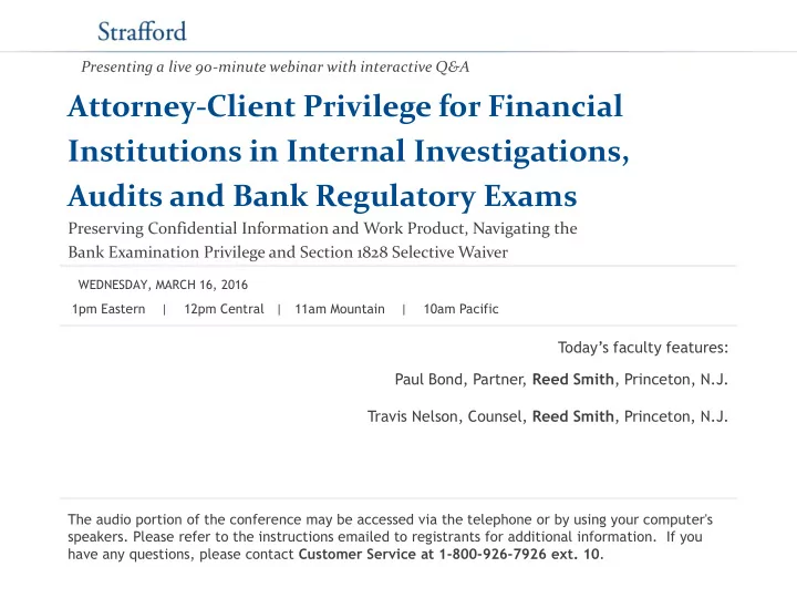 audits and bank regulatory exams