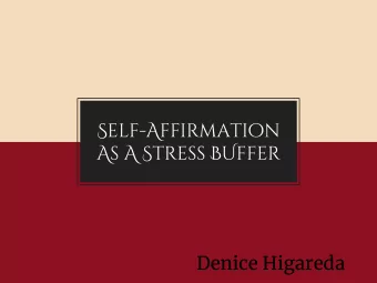 Self-Affirmation  As A Stress BUffer  Denice Higareda  Context  In two or three columns  Stress