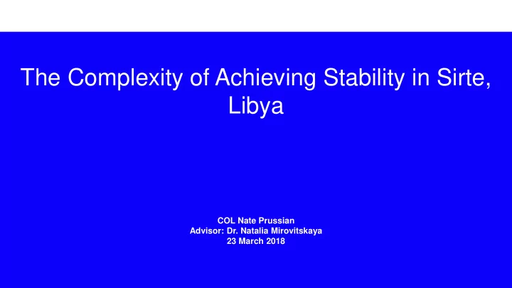 the complexity of achieving stability in sirte