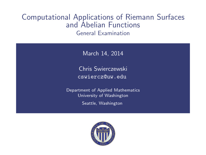 computational applications of riemann surfaces and