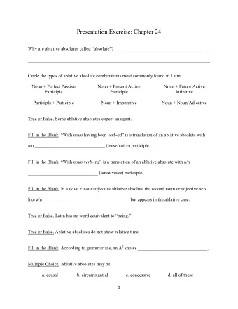 Presentation Exercise: Chapter 24 Why are ablative absolutes called  absolute  ?