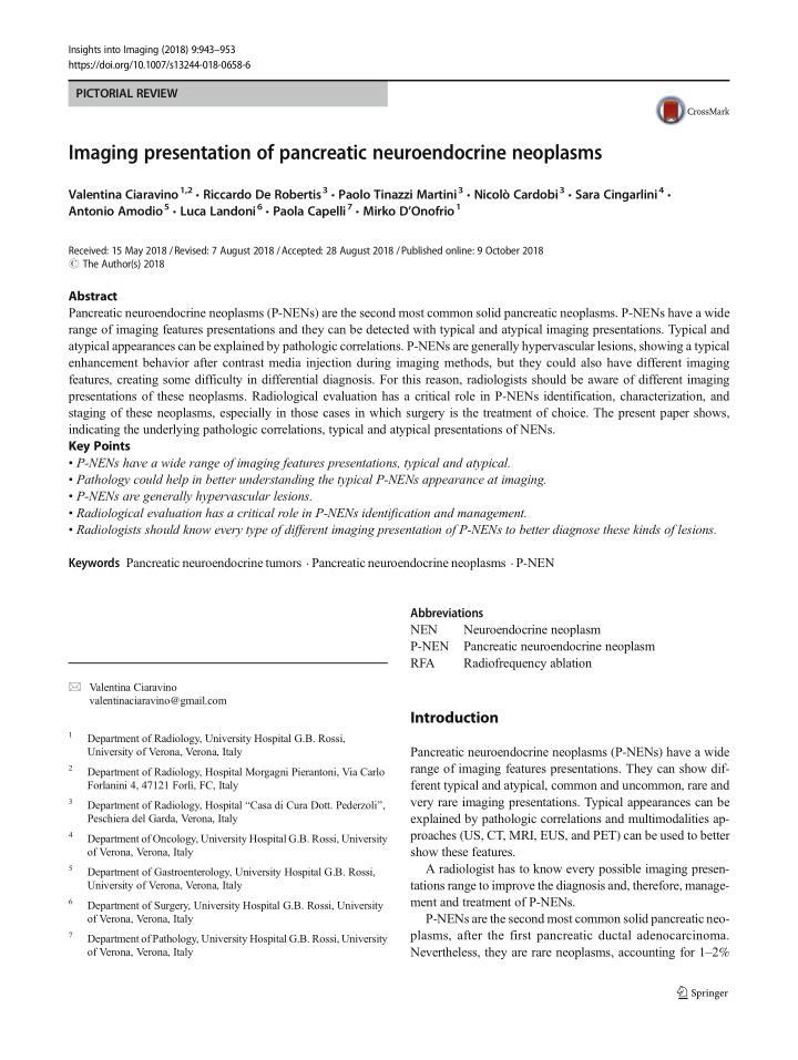 imaging presentation of pancreatic neuroendocrine