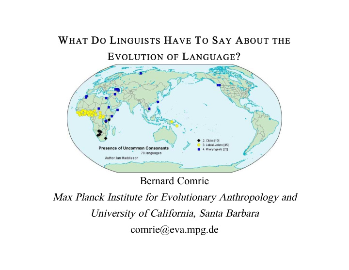 e volution of l anguage bernard comrie