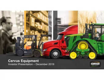 Cervus Equipment  Investor Presentation  December 2019  FORWARD-LOOKING STATEMENTS  This