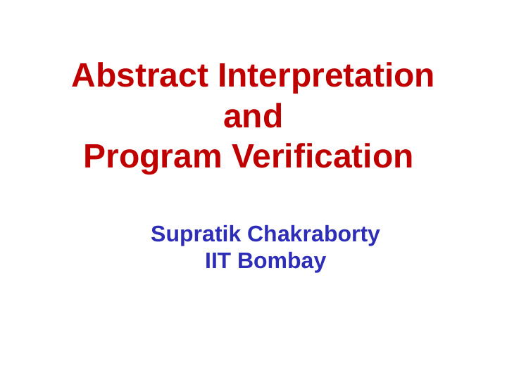 abstract interpretation and program verification