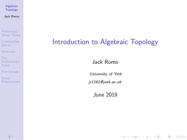 introduction to algebraic topology