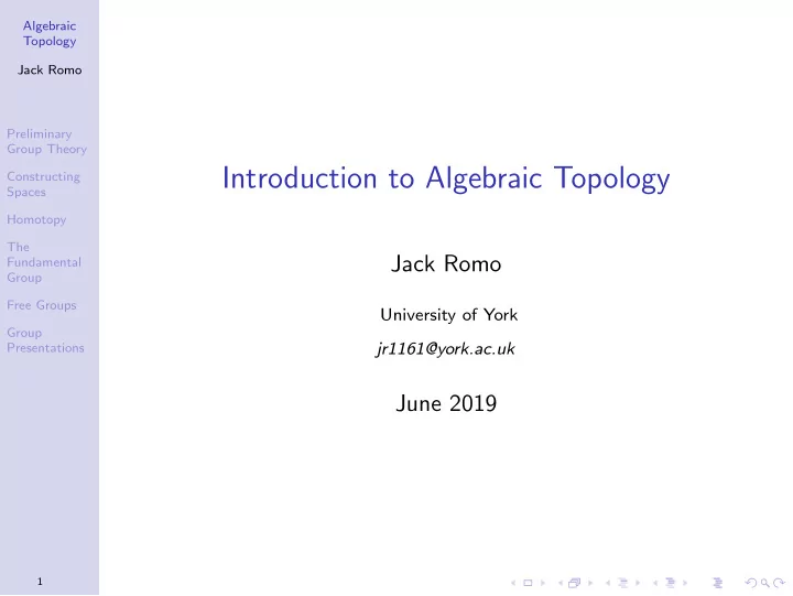 introduction to algebraic topology