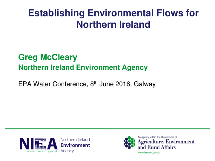 establishing environmental flows for northern ireland