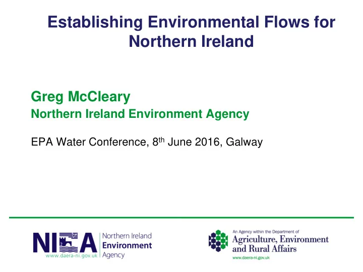 establishing environmental flows for northern ireland