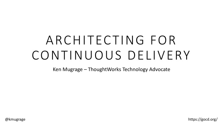 architecting for continuous delivery