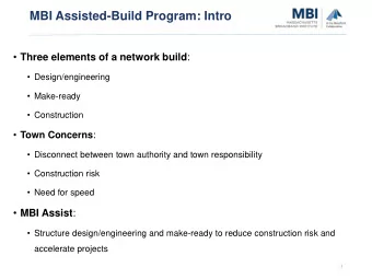 MBI Assisted-Build Program: Intro  Three elements of a network build :  Design/engineering