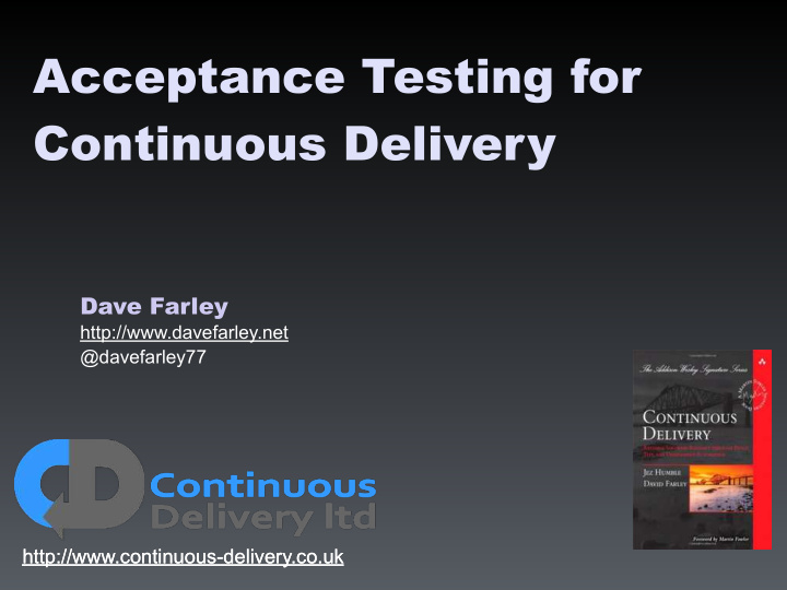 acceptance testing for continuous delivery