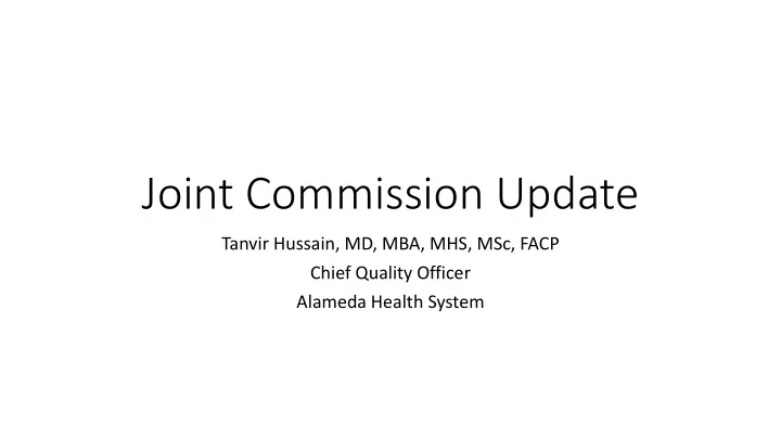 joint commission update