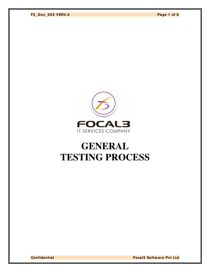 general testing process