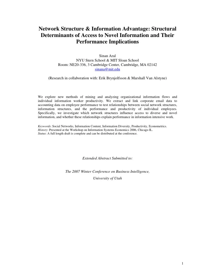 network structure information advantage structural