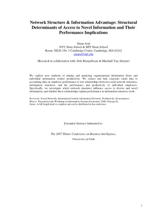 Network Structure &amp; Information Advantage: Structural  Determinants of Access to Novel