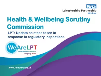 Commi  mmission  ssion  LPT: Update on steps taken in  response to regulatory inspections