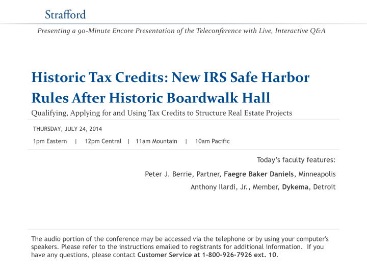 historic tax credits new irs safe harbor rules after
