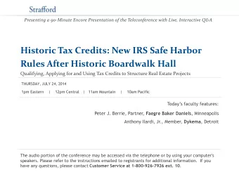 Historic Tax Credits: New IRS Safe Harbor  Rules After Historic Boardwalk Hall  Qualifying,
