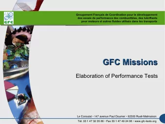 GFC Missions  GFC Missions  Elaboration of Performance Tests  Le Consulat  147 avenue Paul