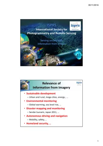 ISPRS International Society for Photogrammetry and Remote Sensing Relevance of Information from