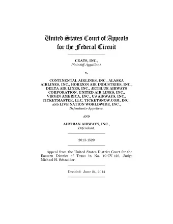 United States Court of Appeals  for the Federal Circuit  ______________________ CEATS, INC.,