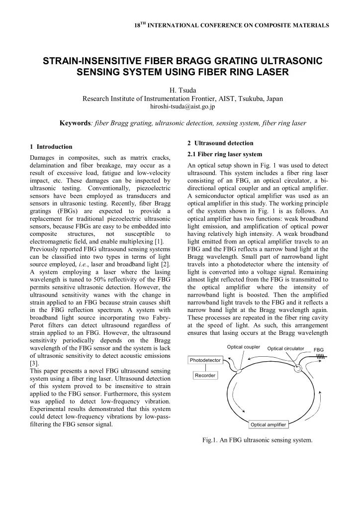 strain insensitive fiber bragg grating ultrasonic sensing