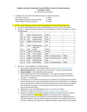 Guidance Counselor Presentation from the Office of Career &amp; Technical Education  December 7,