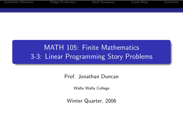 math 105 finite mathematics 3 3 linear programming story