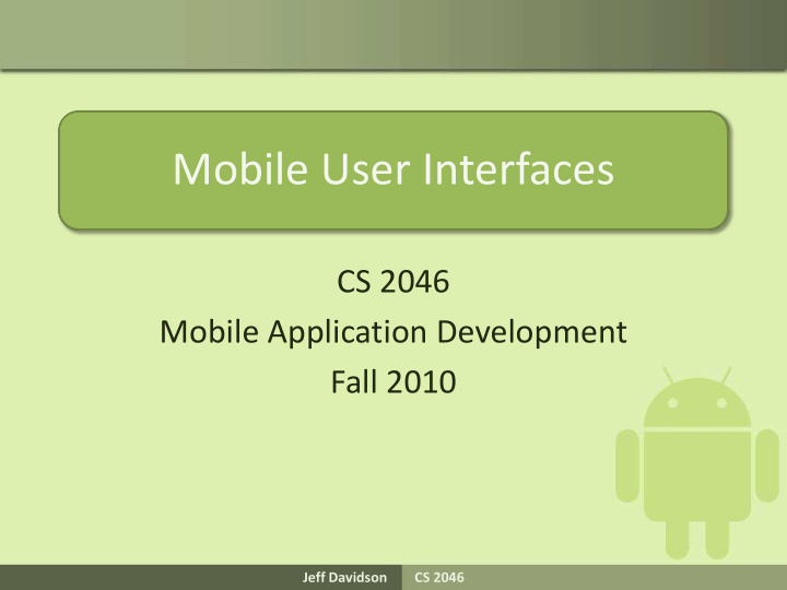 mobile user interfaces
