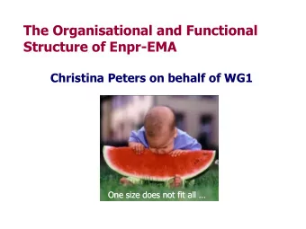 The Organisational and Functional  Structure of Enpr-EMA  Christina Peters on behalf of WG1  One