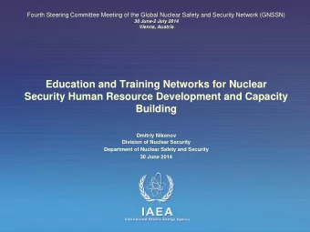 Education and Training Networks for Nuclear  Security Human Resource Development and Capacity