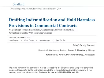 Provisions in Commercial Contracts  Negotiating Scope and Exclusions, Overcoming Enforcement