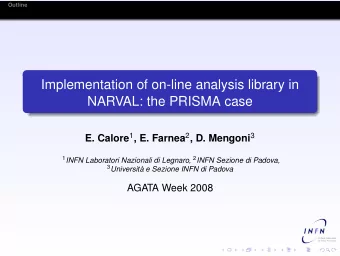Implementation of on-line analysis library in  NARVAL: the PRISMA case E. Calore 1 , E. Farnea 2 ,