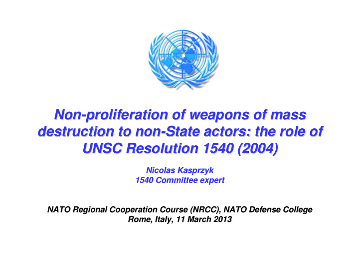 non proliferation of weapons of mass proliferation of