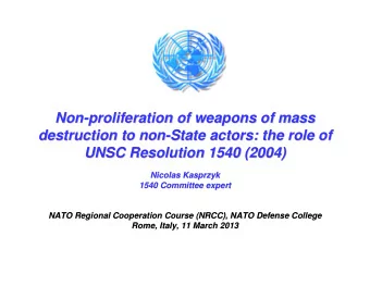 Non-  -proliferation of weapons of mass  proliferation of weapons of mass  Non  destruction to non-