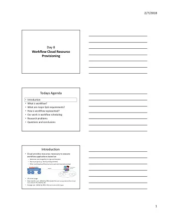 Day 8  Workflow Cloud Resource  Provisioning  Todays Agenda  Introduction  What is workflow?