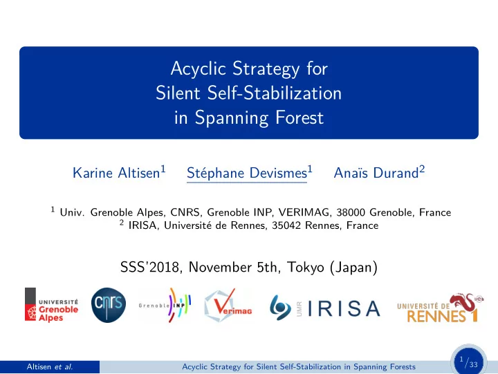 acyclic strategy for silent self stabilization in