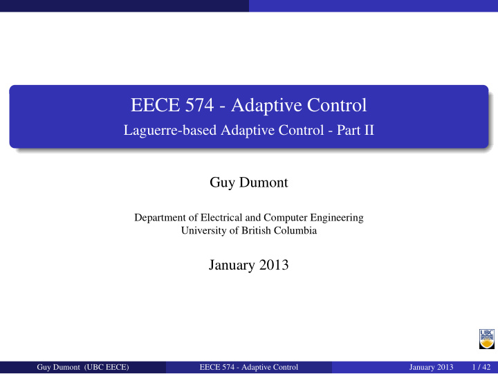 eece 574 adaptive control