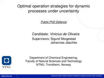 Optimal operation strategies for dynamic  processes under uncertainty  Public PhD Defence Candidate