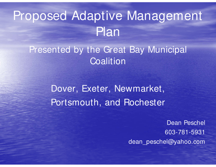 proposed adaptive management plan