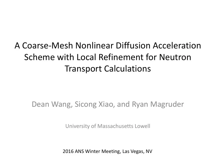 a coarse mesh nonlinear diffusion acceleration scheme
