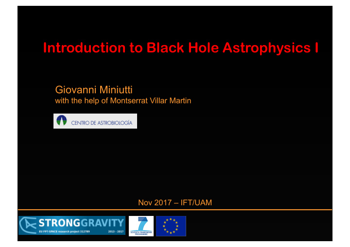 introduction to black hole astrophysics i