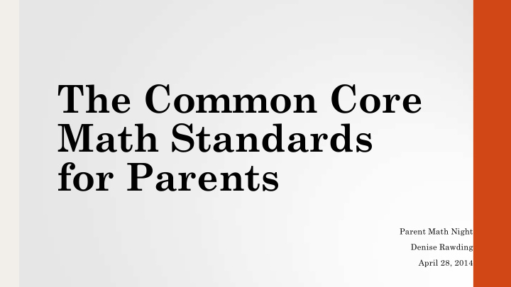 math standards for parents