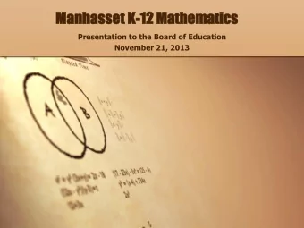 Manhass  asset  et K-12  12 Math  thematic  matics  Presentation to the Board of Education