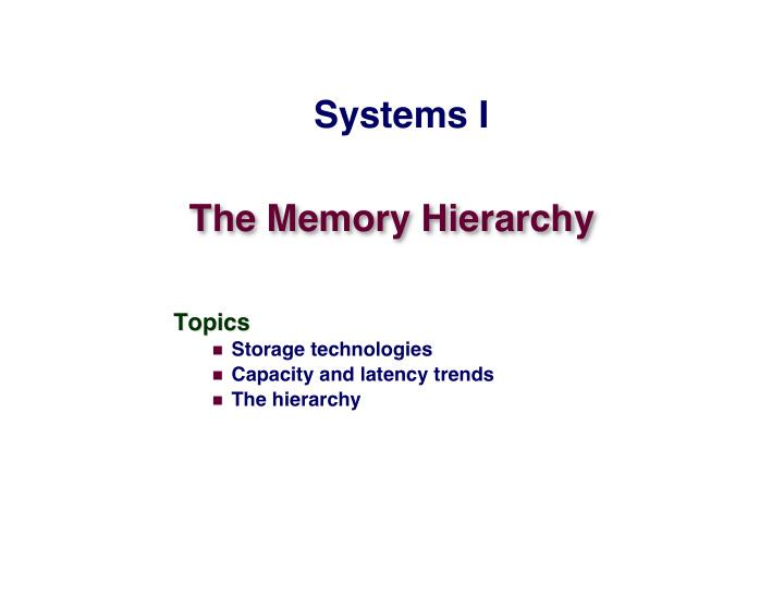 systems i the memory hierarchy