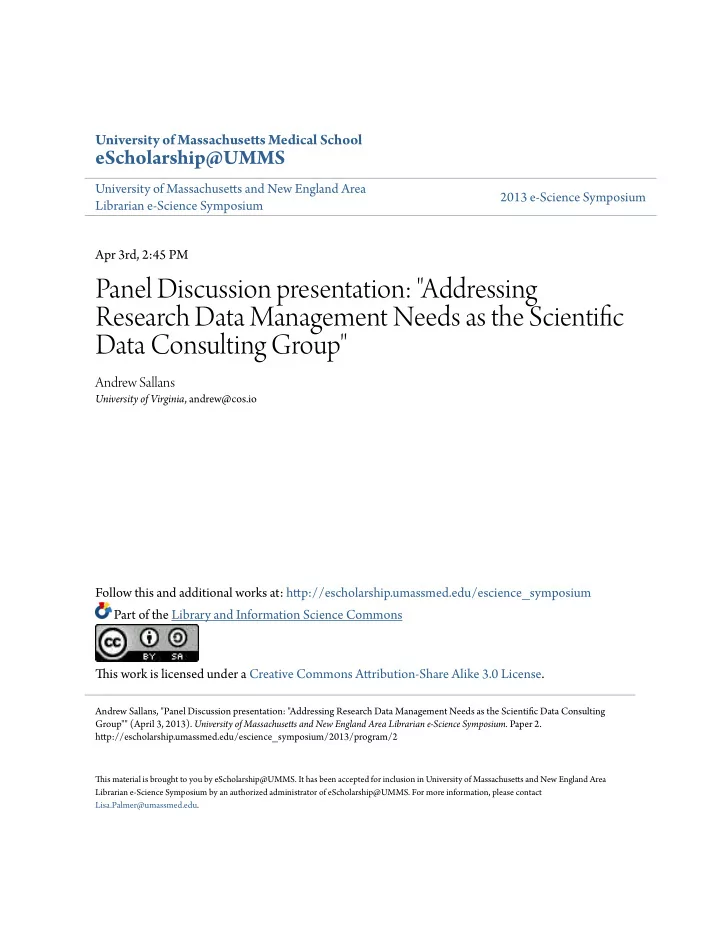 panel discussion presentation addressing research data